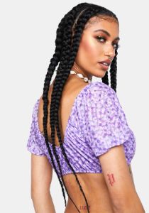 Daisy Floral Lilac Mesh Heanji Top sold by Dolls Kill