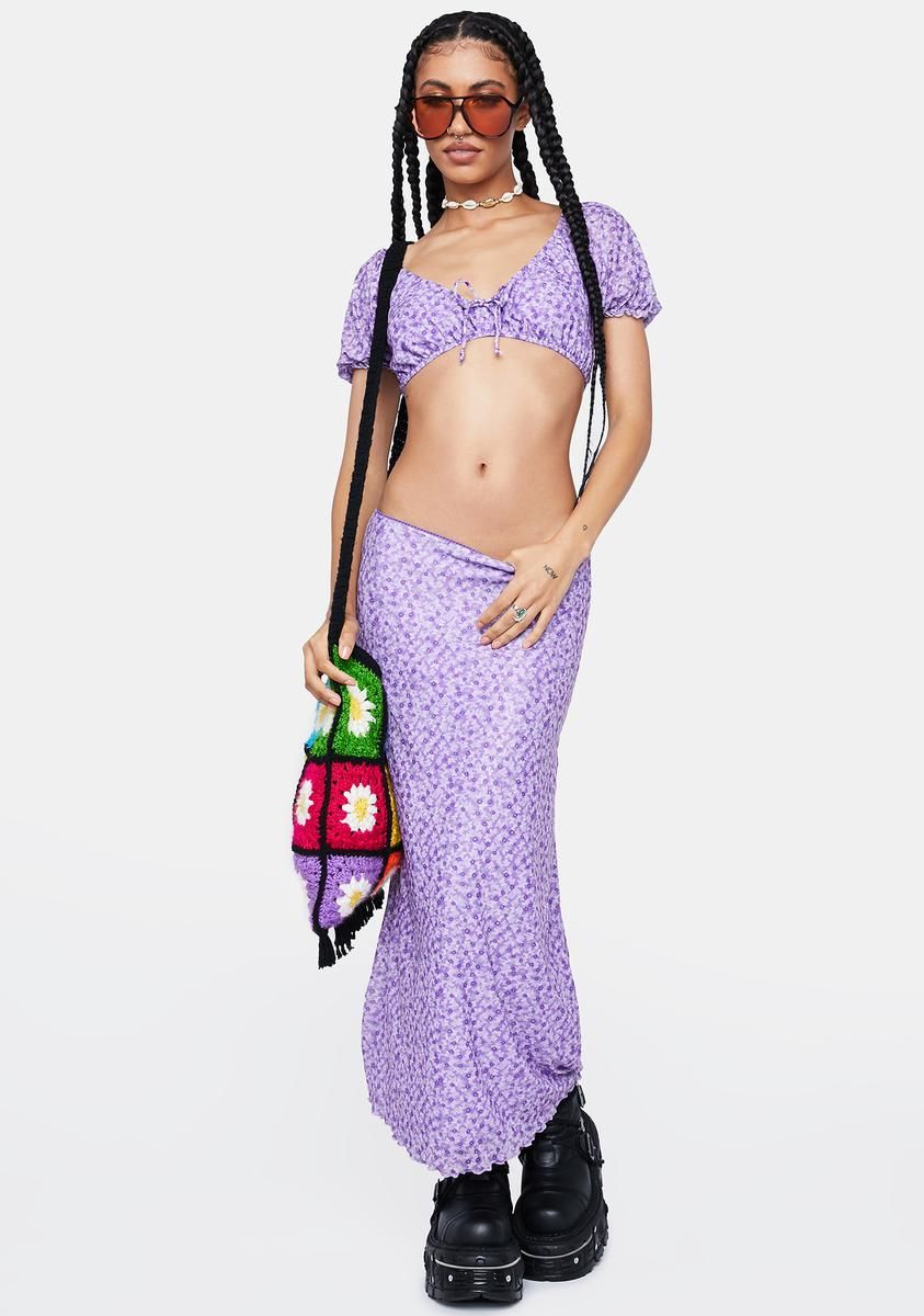 Daisy Floral Lilac Mesh Heanji Top sold by Dolls Kill product image thumbnail 3