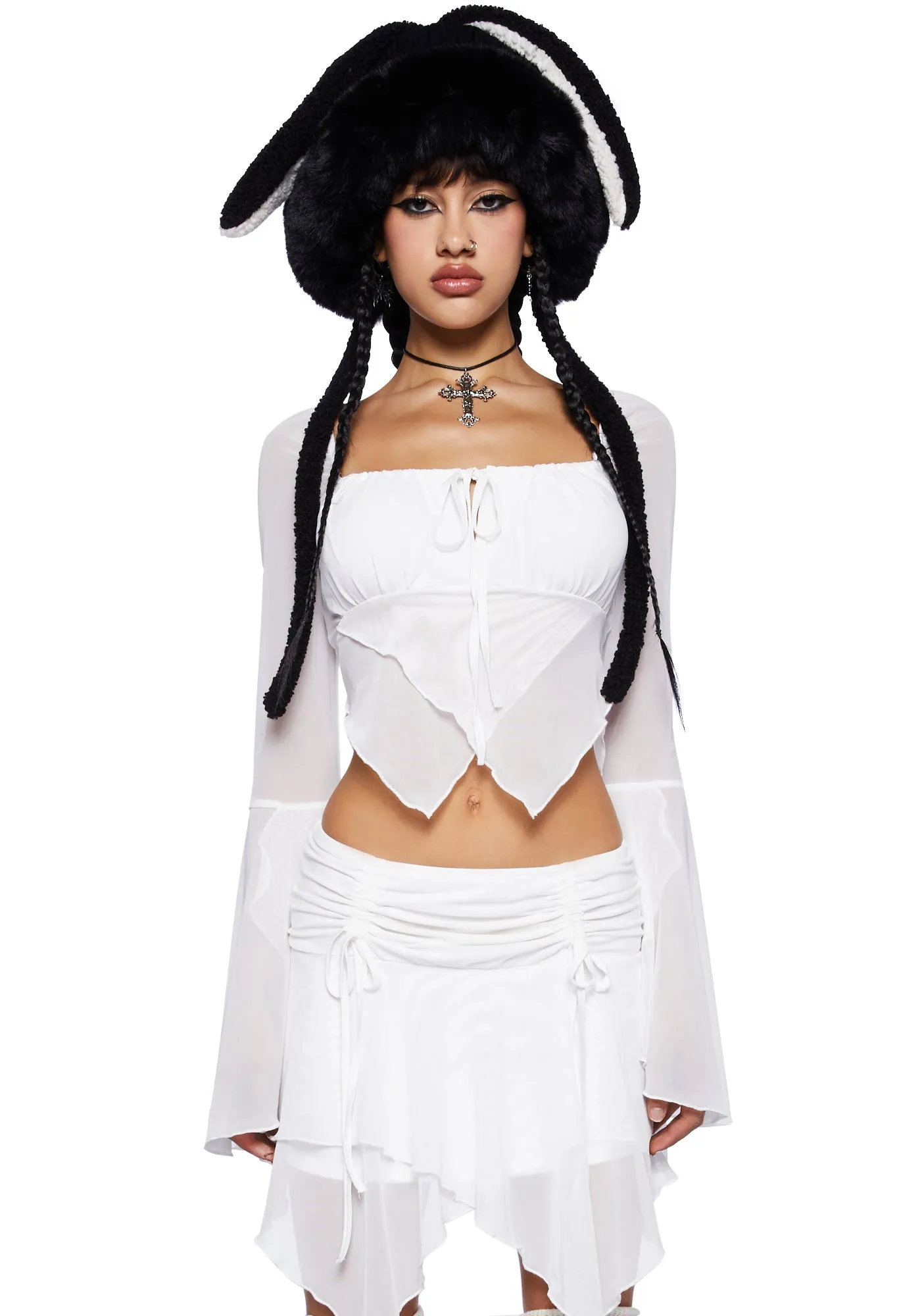 Wild Attraction Mesh Top- Off White sold by Dolls Kill