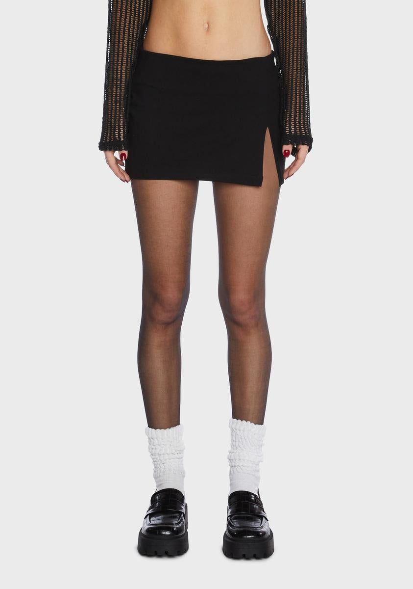 Black Slit Micro Mini Skirt sold by Dolls Kill