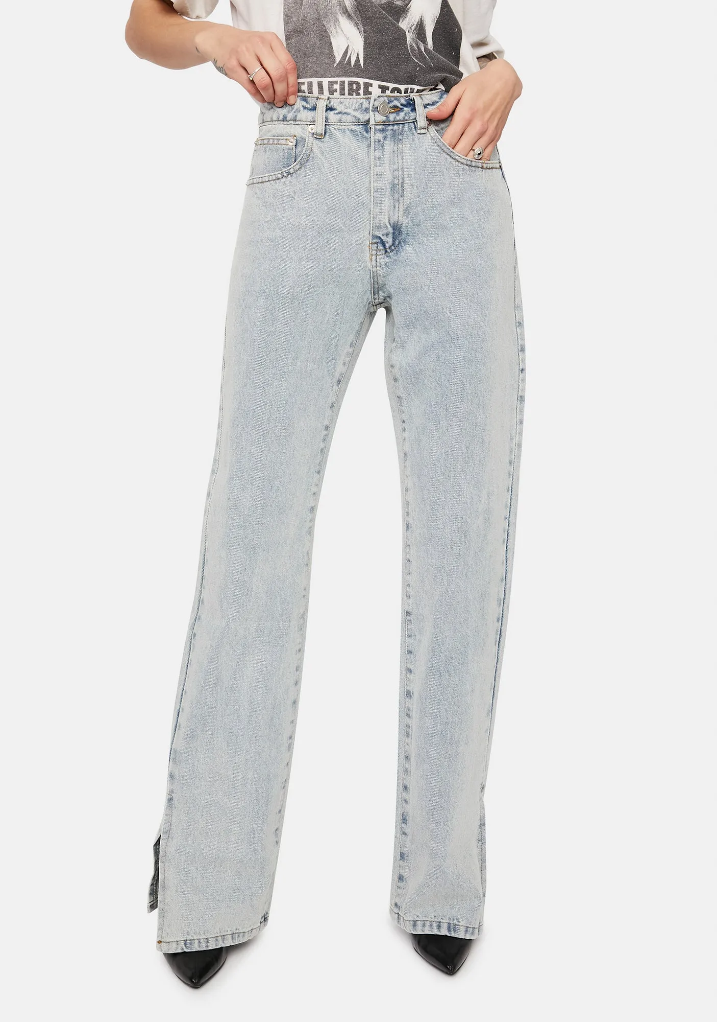 Close To You Slit Leg Jeans sold by Dolls Kill