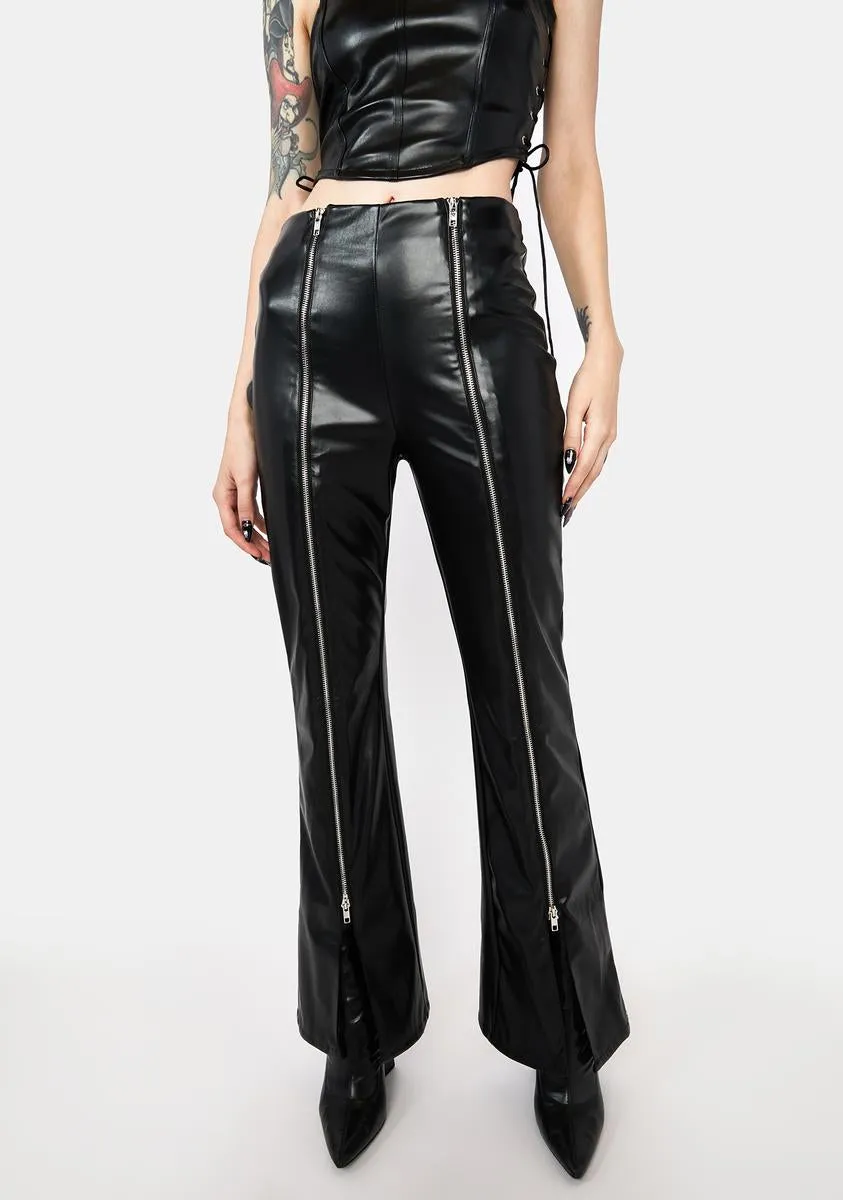 Born Scrappy Zipper Flare Pants sold by Dolls Kill