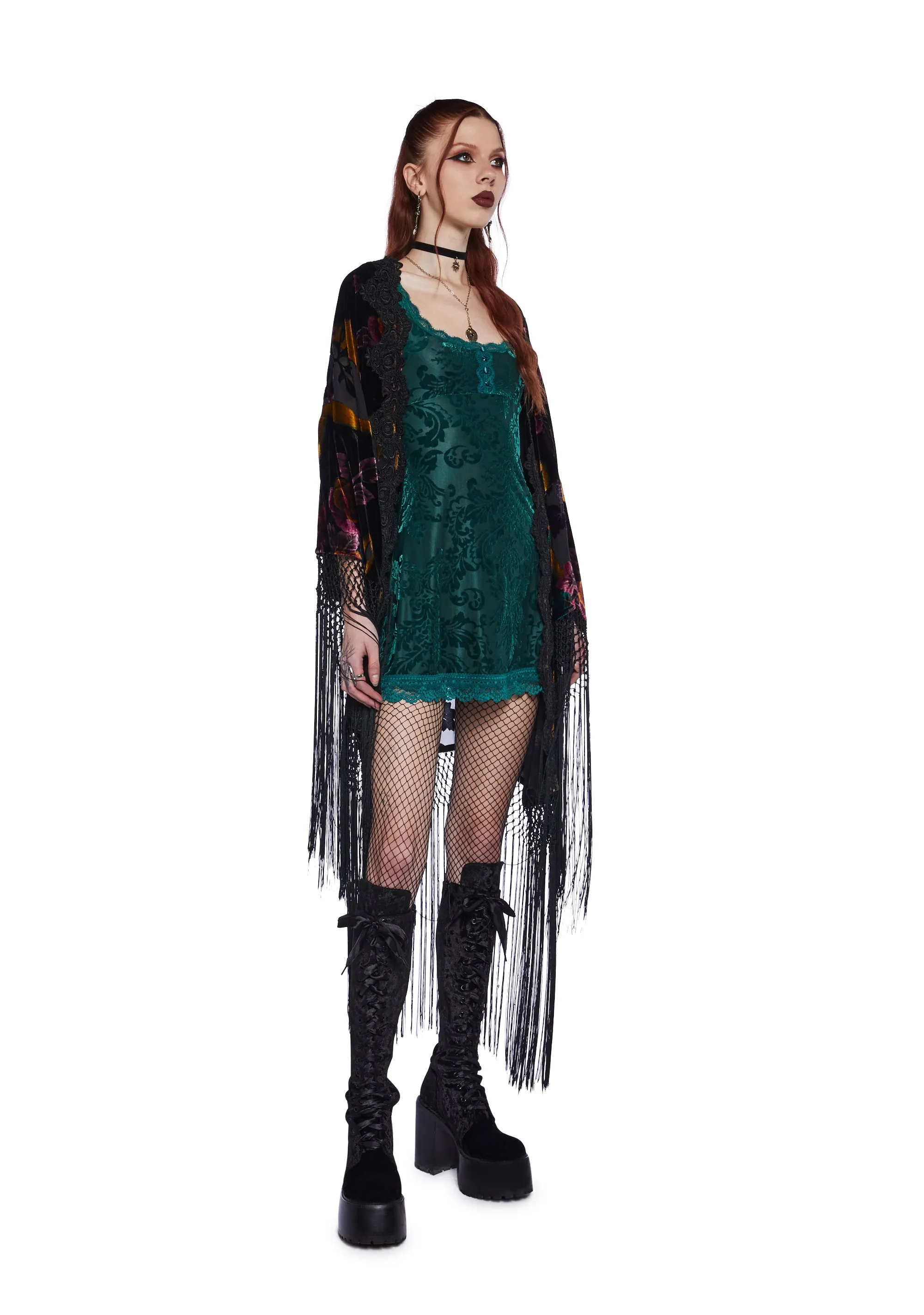 Practical Magic Velvet Dress - Dark Green sold by Dolls Kill product image thumbnail 2