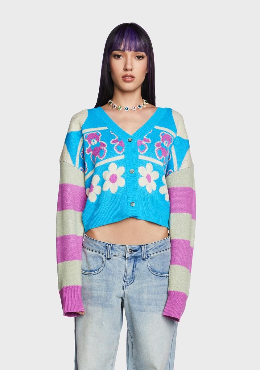 Teddy Bear Picnic Striped Cardigan sold by Dolls Kill