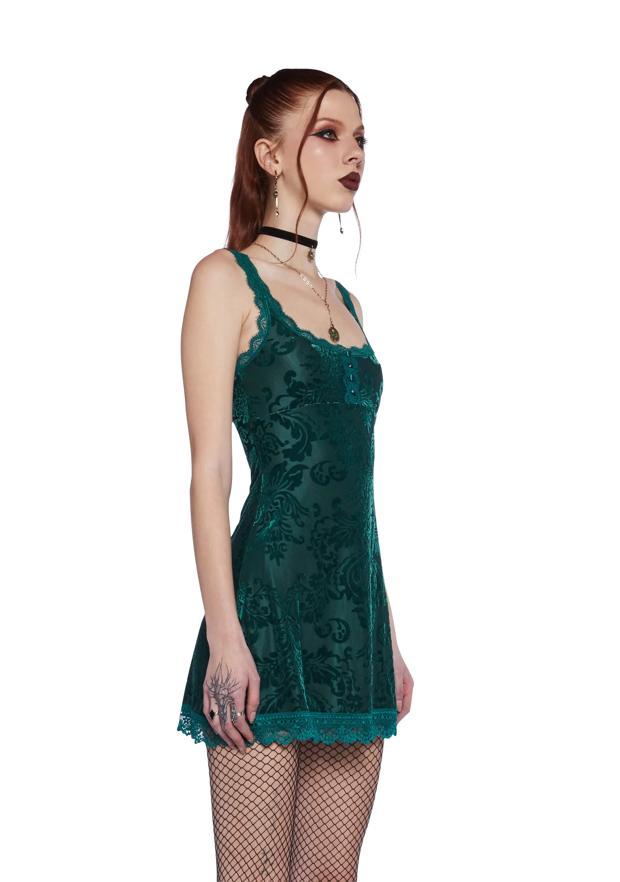 Practical Magic Velvet Dress - Dark Green sold by Dolls Kill product image thumbnail 3