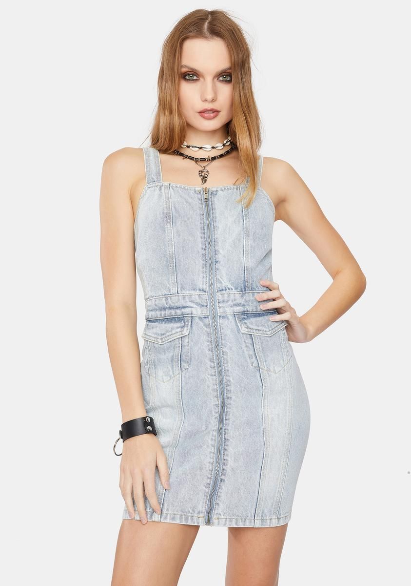 Seemed Pinnie Denim Mini Dress sold by Dolls Kill