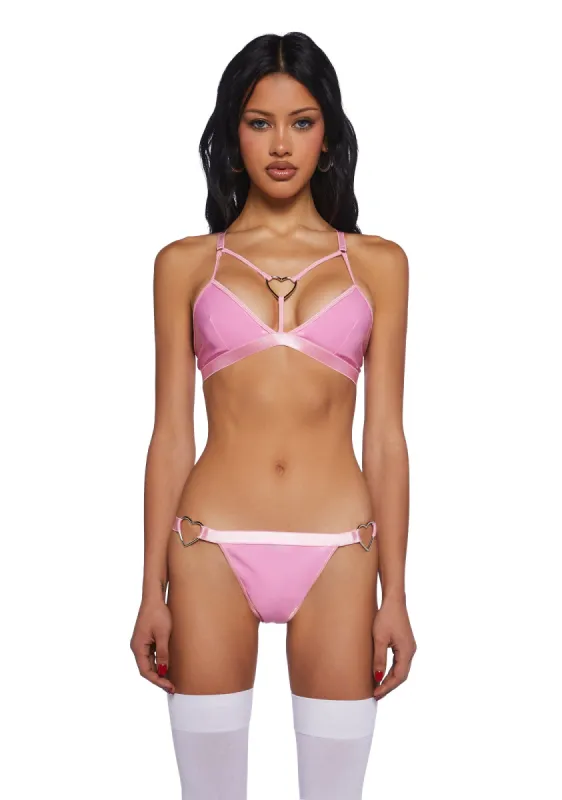 Love Bite Vinyl Bra - Pink made by Dolls Kill