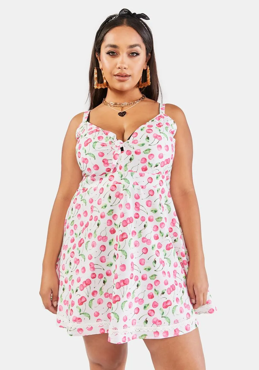 Plus Cherry Settle Down Sometime Mini Dress sold by Dolls Kill