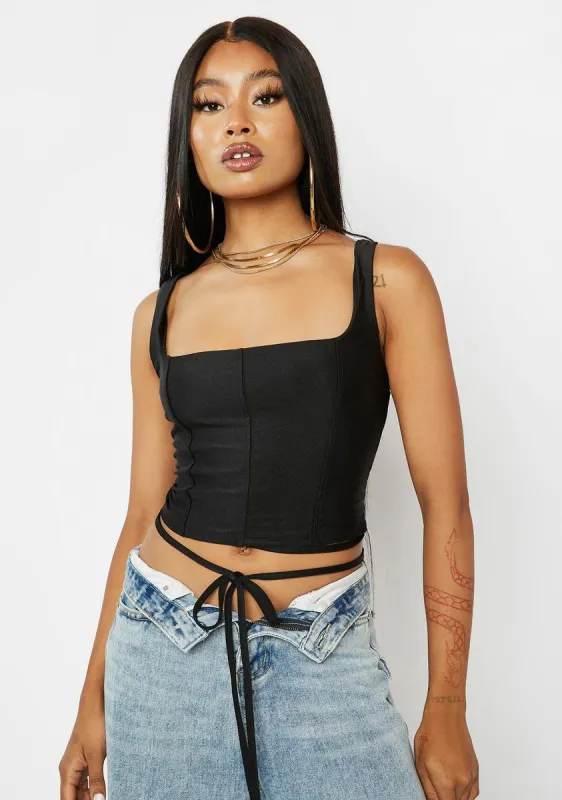 Noir Saskia Lace Up Corset Top sold by Dolls Kill