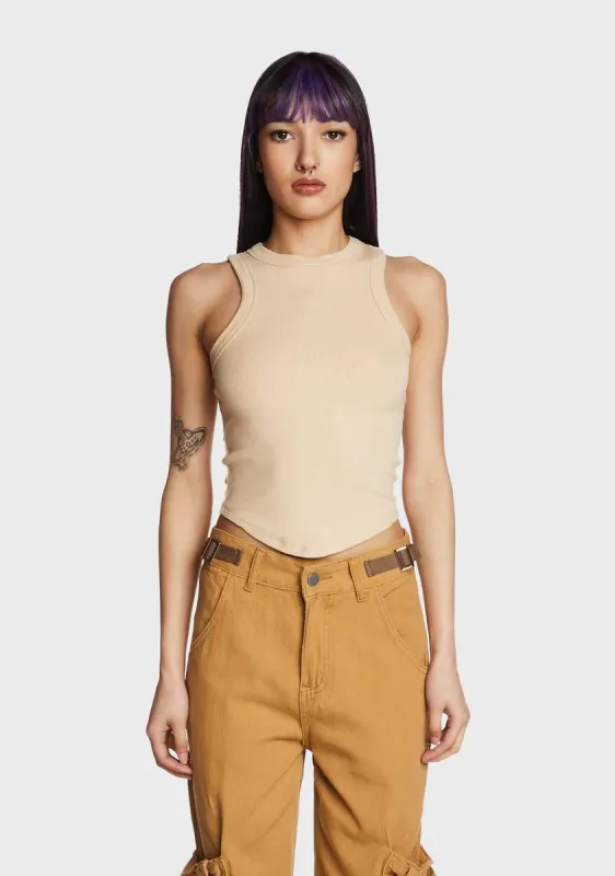 Hype Is Real Crop Tank - Beige sold by Dolls Kill