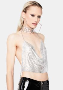 Shot In The Dark Cowl Neck Crop Top sold by Dolls Kill