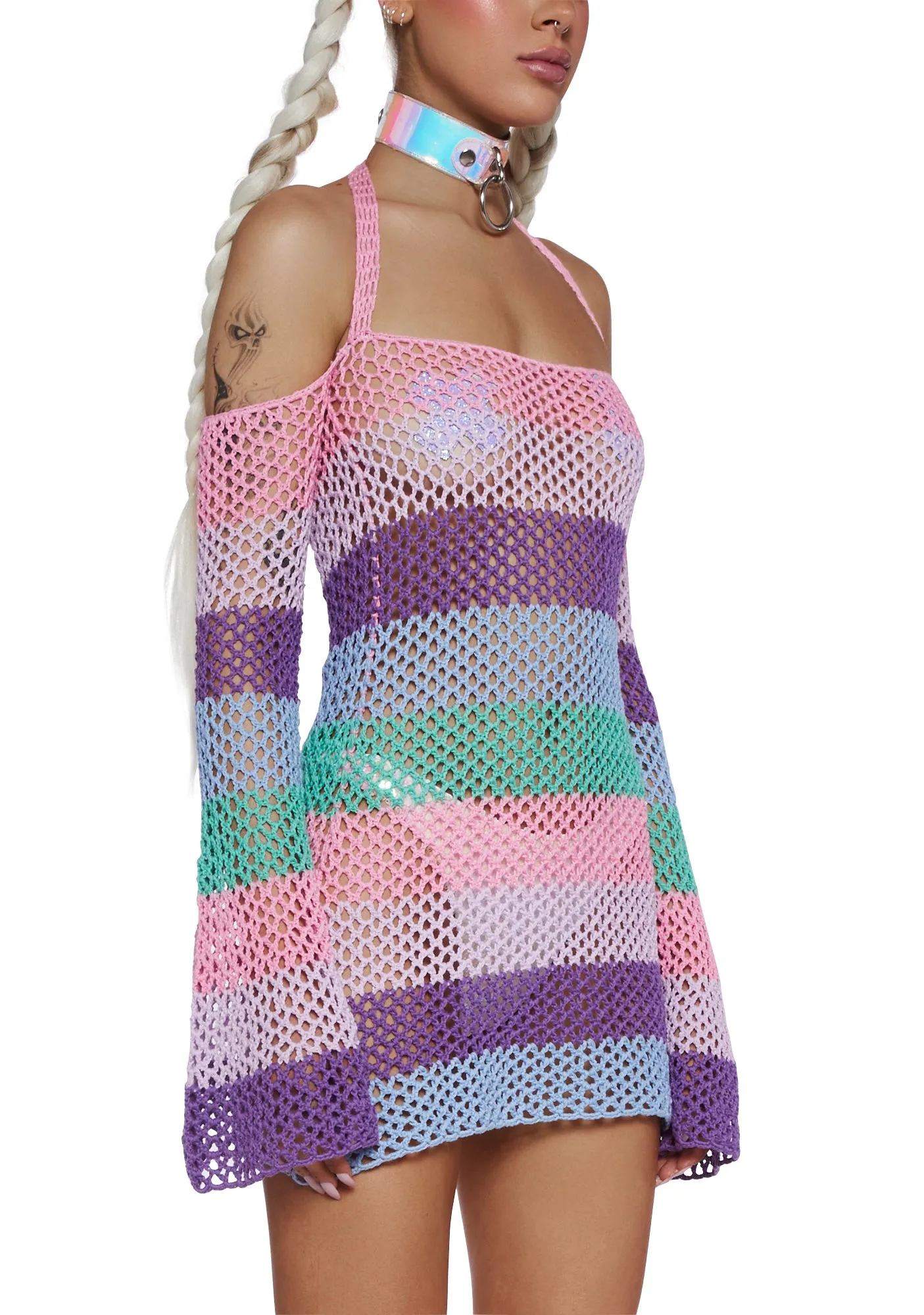 Funday Vibes Crochet Mini Dress - Pastel sold by Dolls Kill product image thumbnail 5