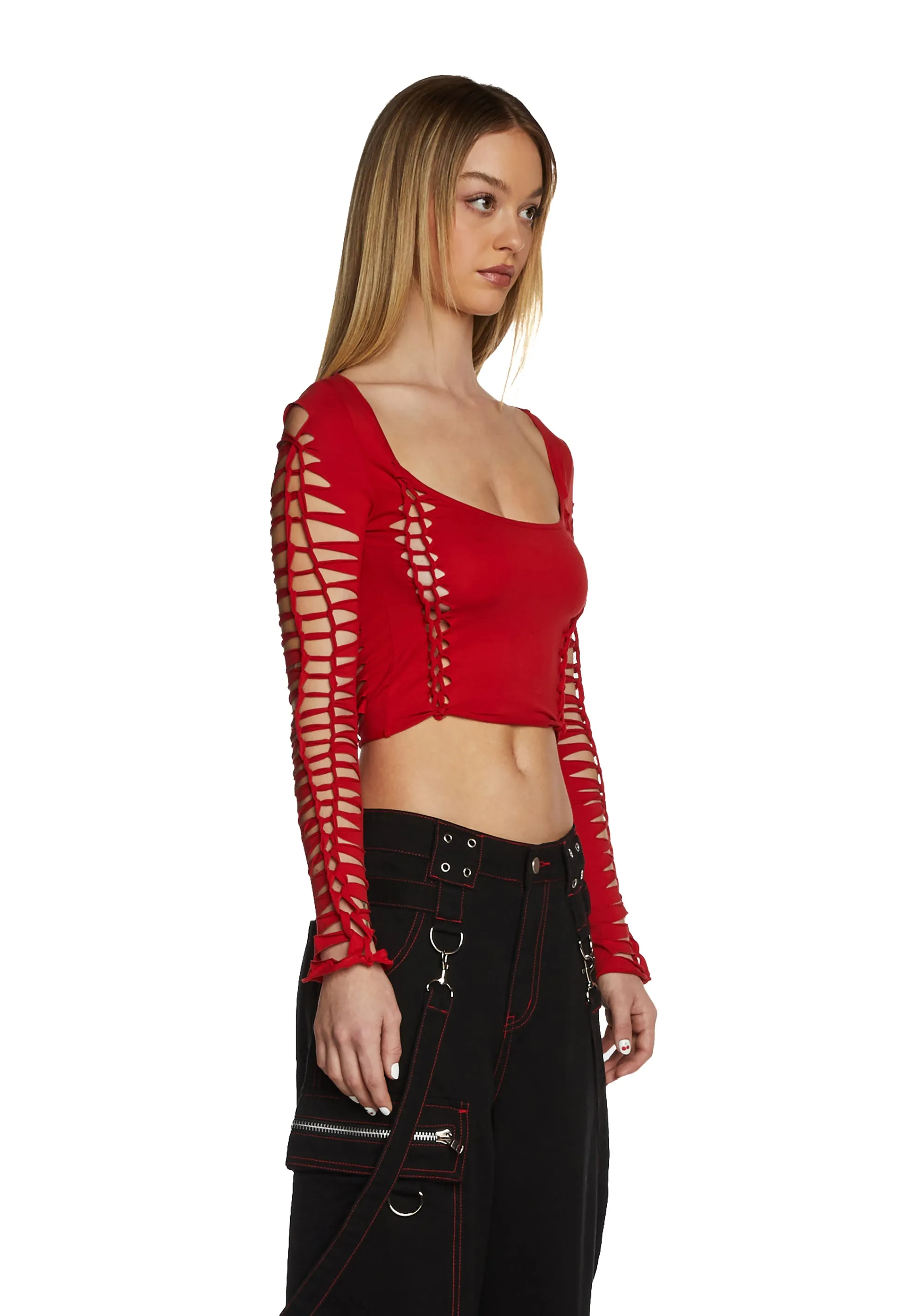 Alternative Spells Long Sleeve Top - Red sold by Dolls Kill product image thumbnail 3