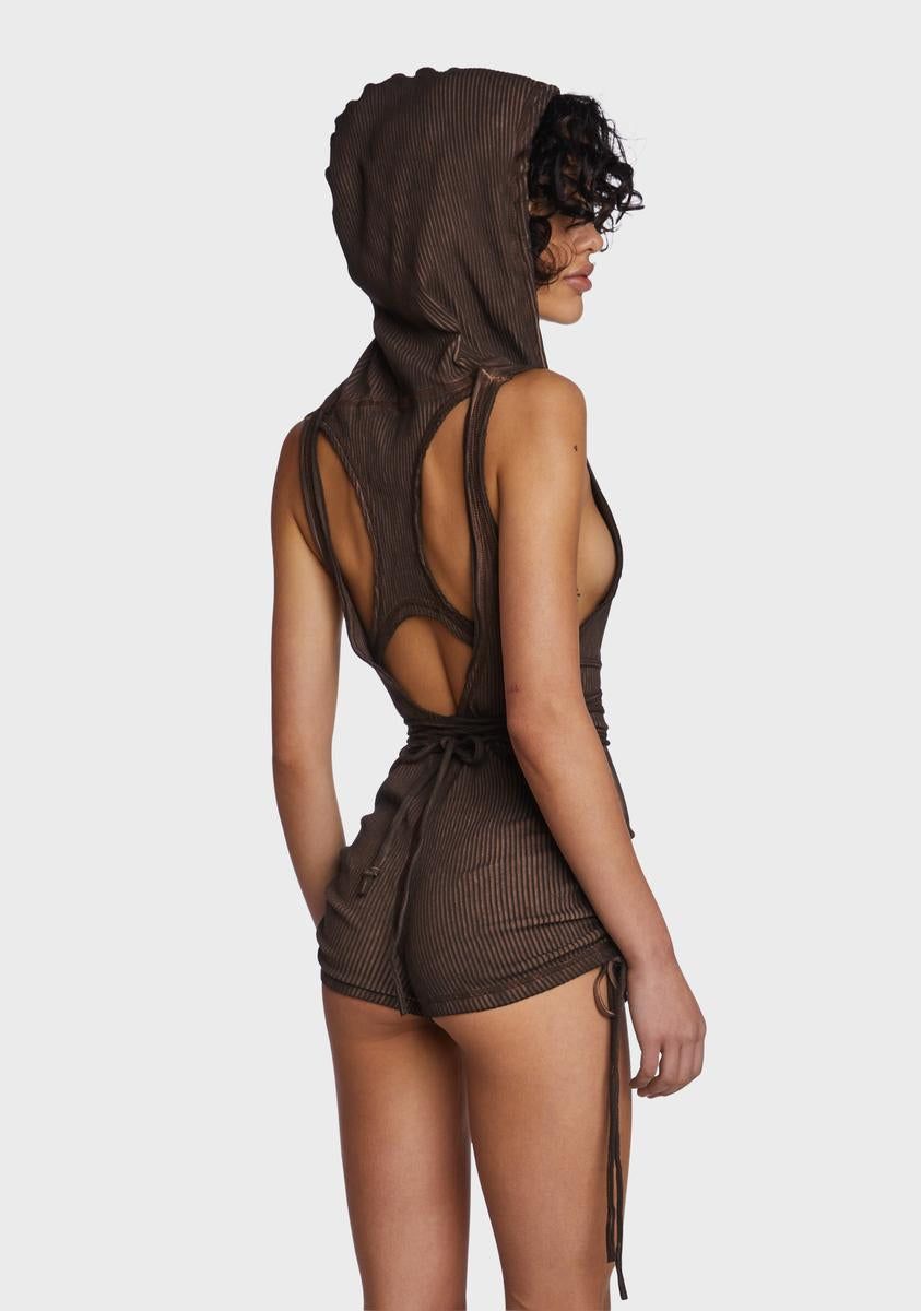 Echo Ribbed Hooded Romper sold by Dolls Kill product image thumbnail 3