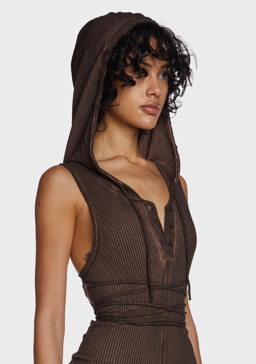 Echo Ribbed Hooded Romper sold by Dolls Kill product image thumbnail 2