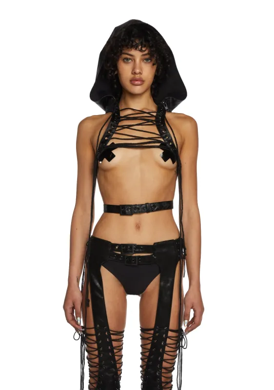 Replay Lace-Up Backpack Hoodie - Black sold by Dolls Kill