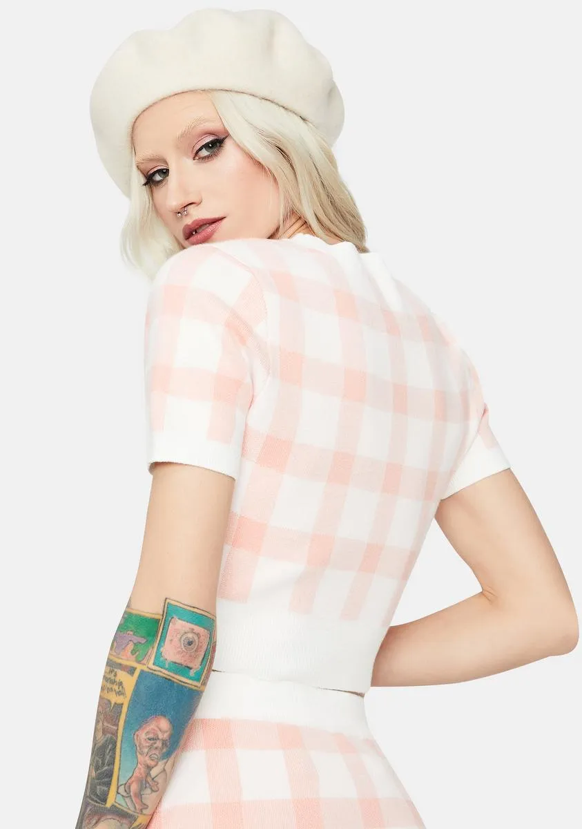 Rosy Cheeks Plaid Short Sleeve Crop Top sold by Dolls Kill product image thumbnail 4
