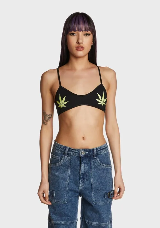 Weed Leaf Bralette sold by Dolls Kill