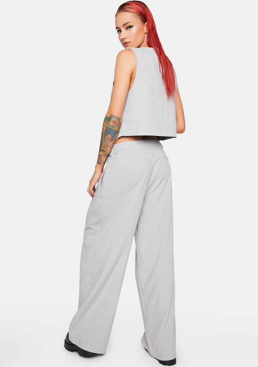 Grey Pinstripe La Mesa Pants sold by Dolls Kill product image thumbnail 4