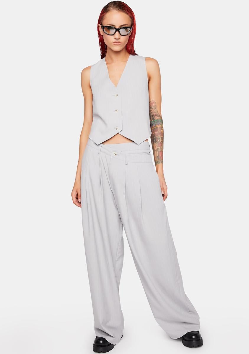 Grey Pinstripe La Mesa Pants sold by Dolls Kill product image thumbnail 2