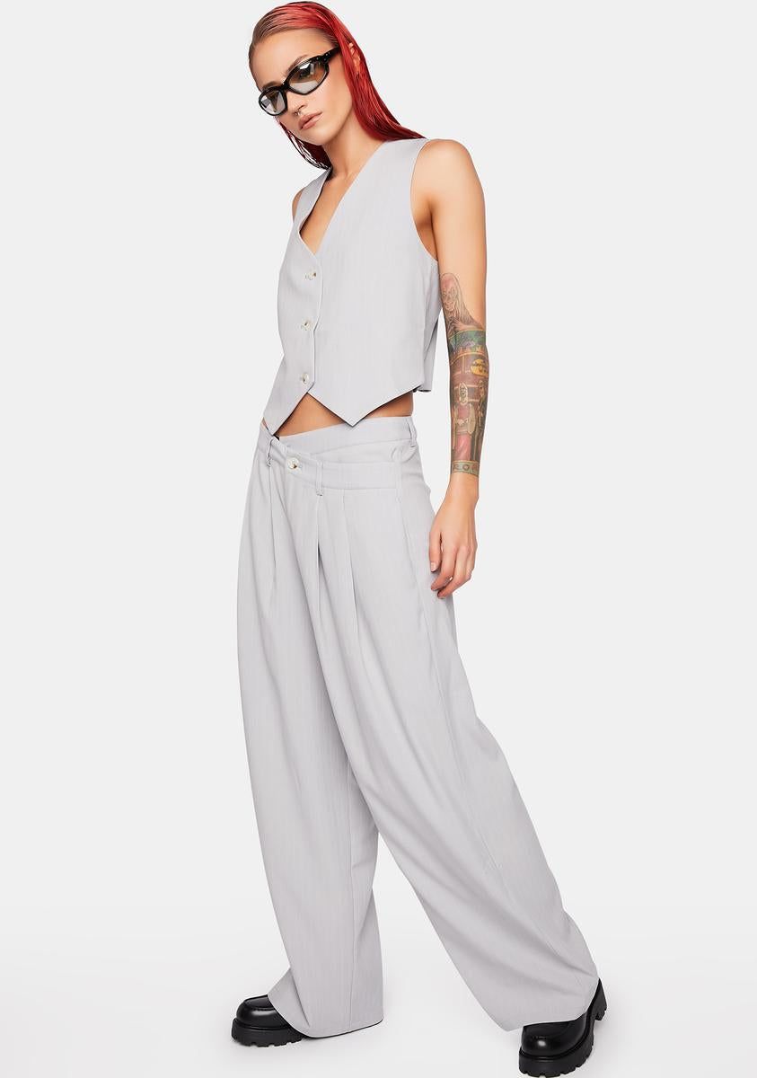 Grey Pinstripe La Mesa Pants sold by Dolls Kill product image thumbnail 3