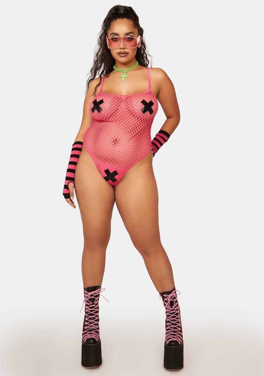 Plus No Time Wasted Fishnet Bodysuit sold by Dolls Kill product image thumbnail 2