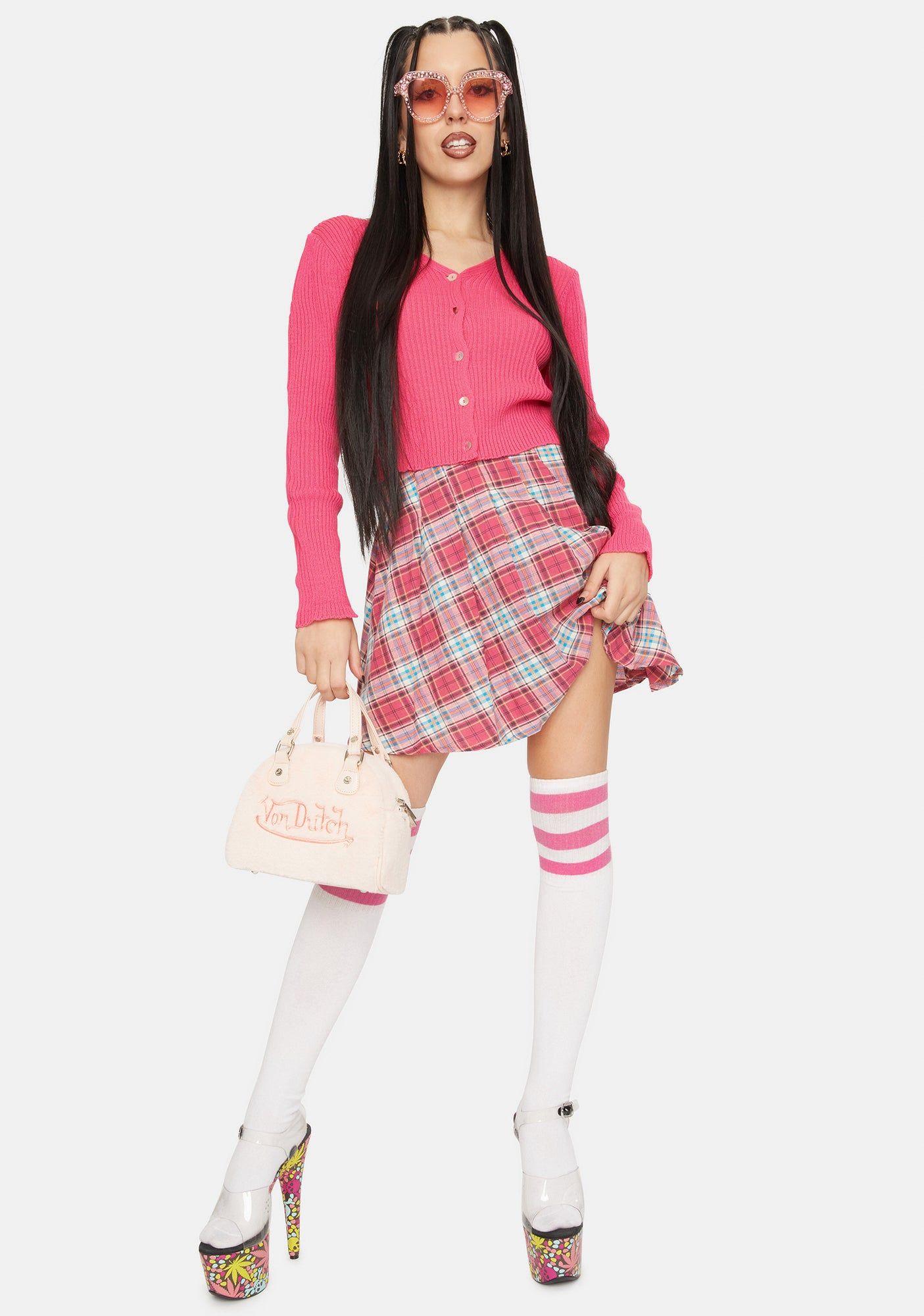 Pink 90's Cropped Cardigan sold by Dolls Kill product image thumbnail 4