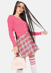 Pink 90's Cropped Cardigan sold by Dolls Kill