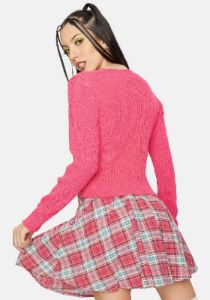 Pink 90's Cropped Cardigan sold by Dolls Kill