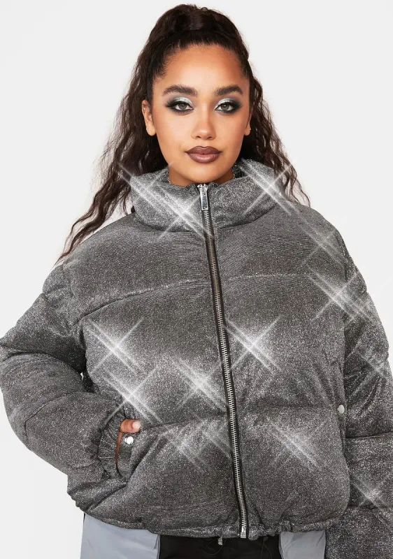 Plus Tundra Tamer Sparkle Puffer Jacket sold by Dolls Kill
