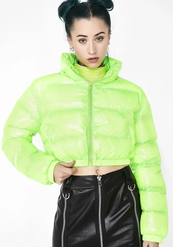 Acid Limelight Puffer Jacket sold by Dolls Kill