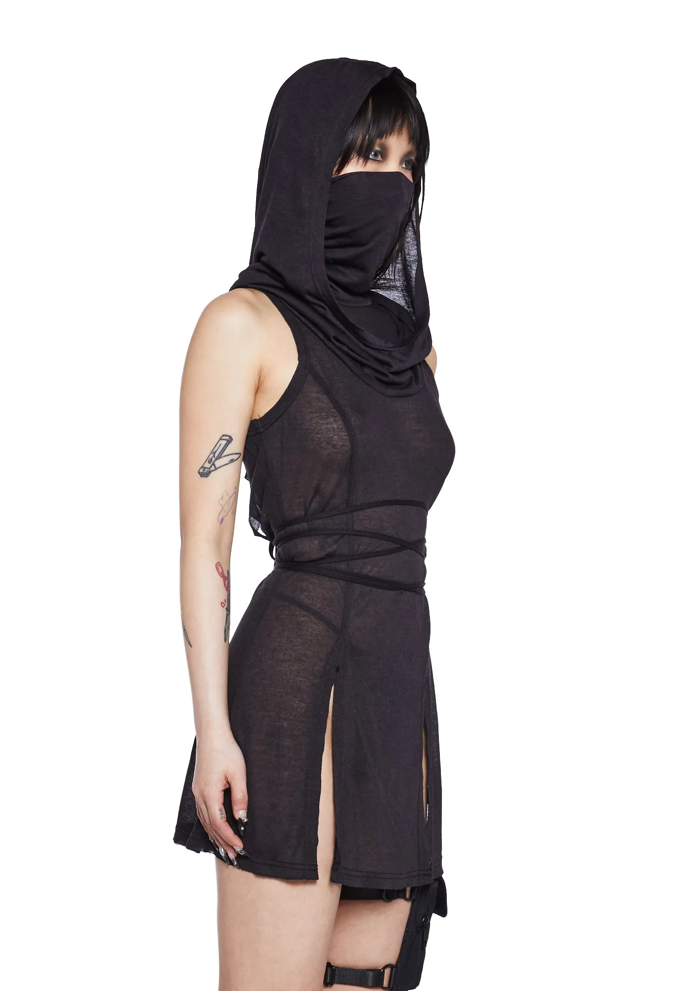 Echo Sheer Hooded Mini Dress sold by Dolls Kill product image thumbnail 3