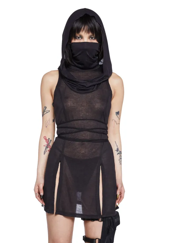 Echo Sheer Hooded Mini Dress sold by Dolls Kill