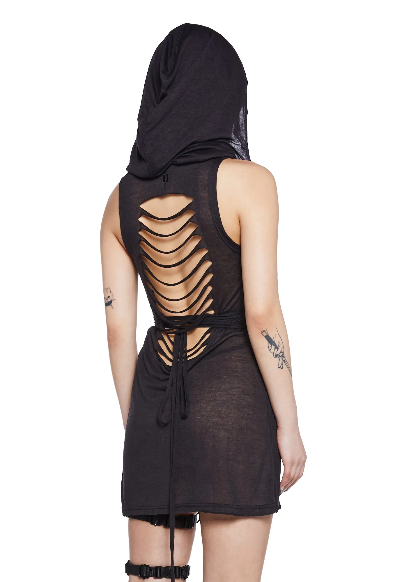 Echo Sheer Hooded Mini Dress sold by Dolls Kill product image thumbnail 4