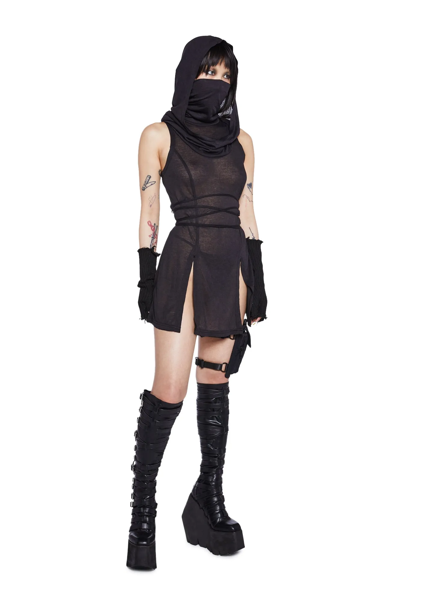 Echo Sheer Hooded Mini Dress sold by Dolls Kill product image thumbnail 2
