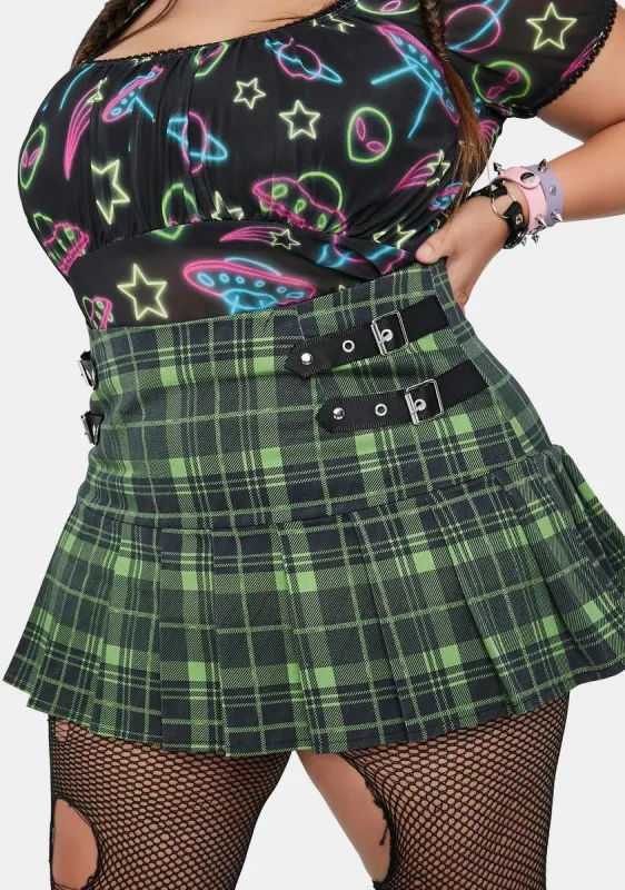 Plus Cosmic Enchantment Plaid Pleated Skirt sold by Dolls Kill