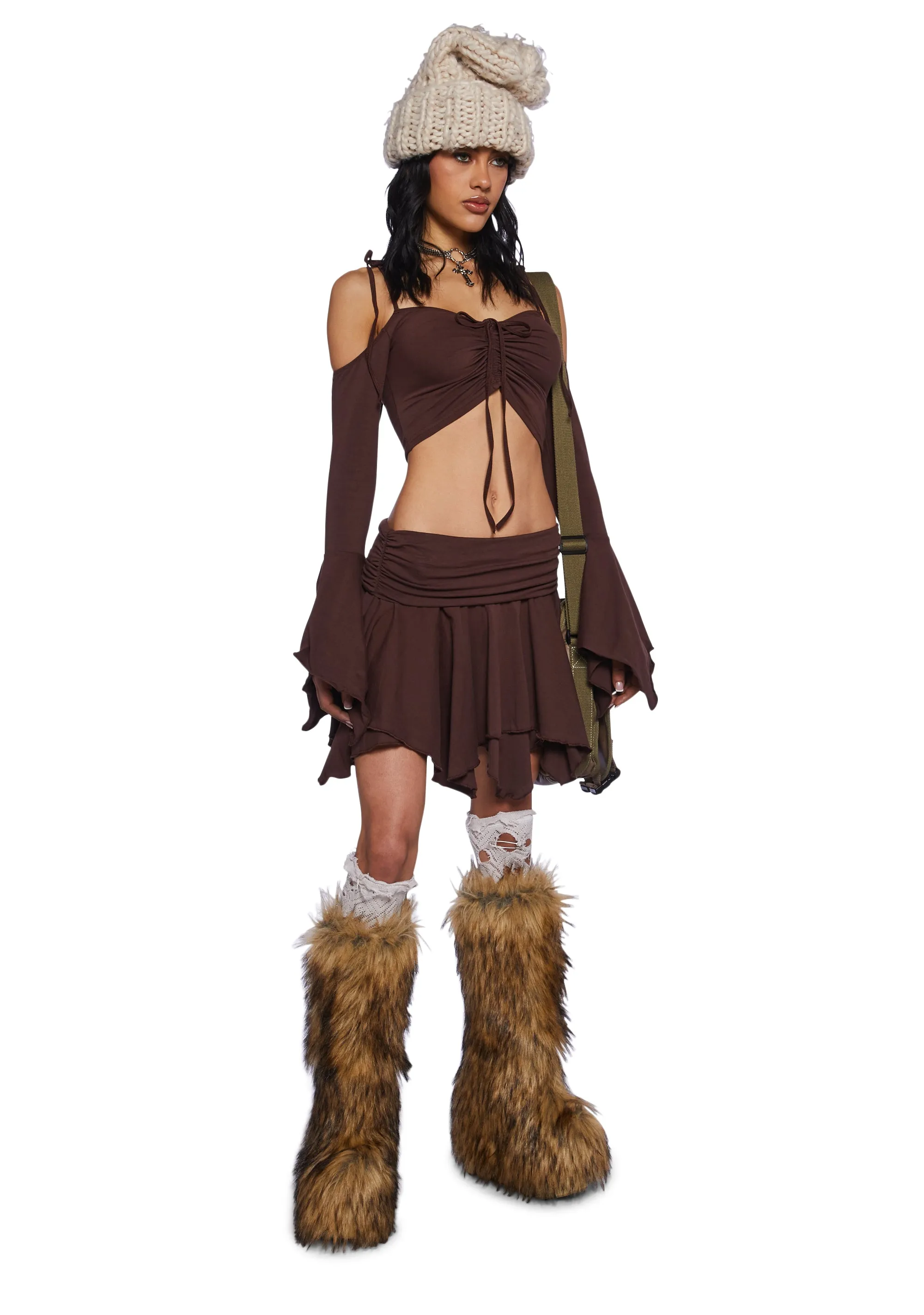 F Is For Fairies® Crop Top - Brown sold by Dolls Kill product image thumbnail 2