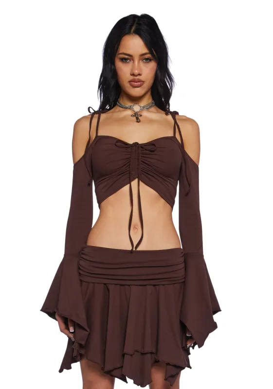 F Is For Fairies® Crop Top - Brown sold by Dolls Kill