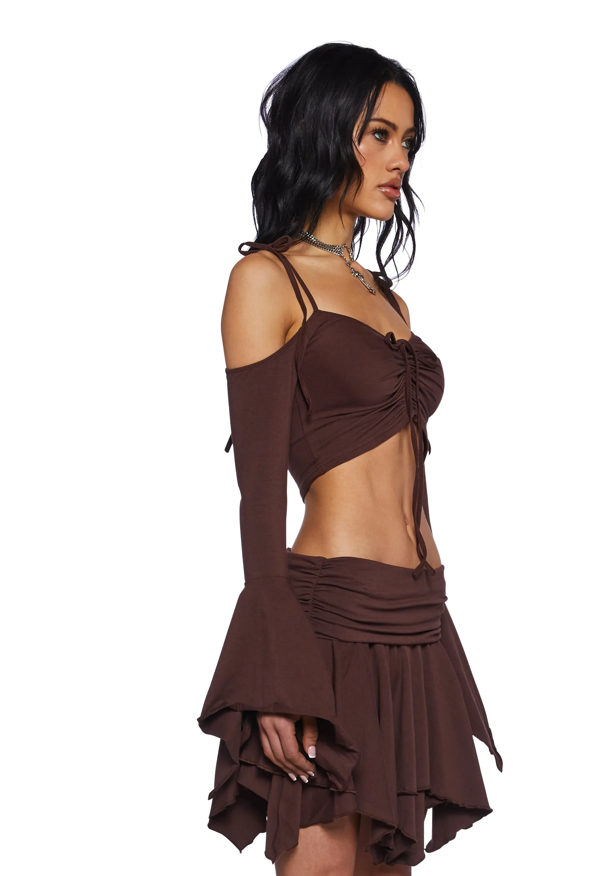 F Is For Fairies® Crop Top - Brown sold by Dolls Kill product image thumbnail 3