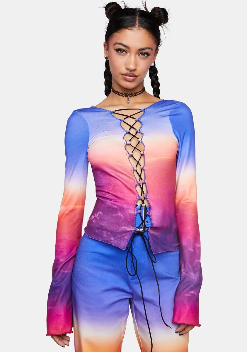 Twilight Lace-Up Front Top sold by Dolls Kill