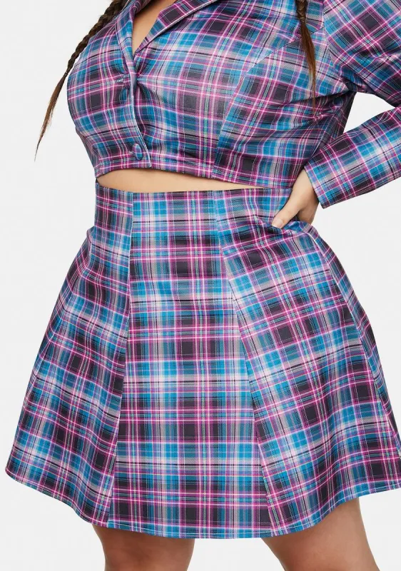Plus Back 2 School Baddie Plaid Skirt sold by Dolls Kill