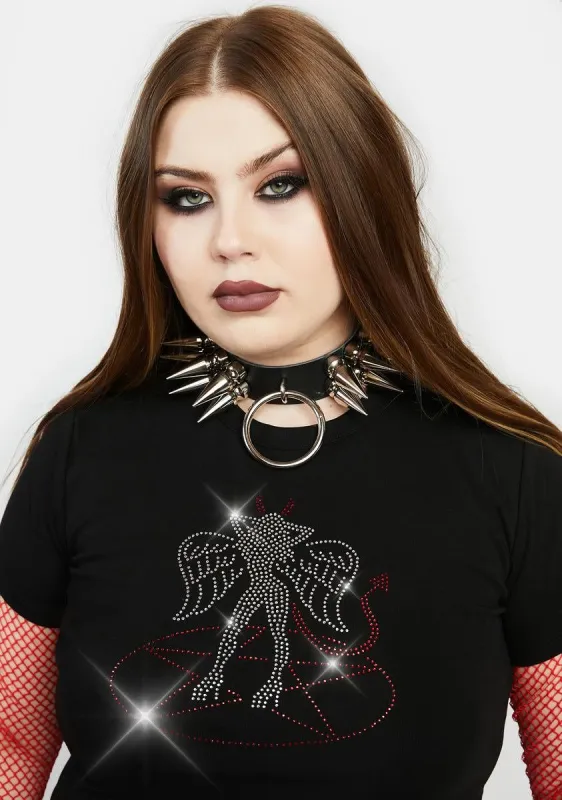 Plus Pentagram Babe Rhinestone Graphic Tee sold by Dolls Kill