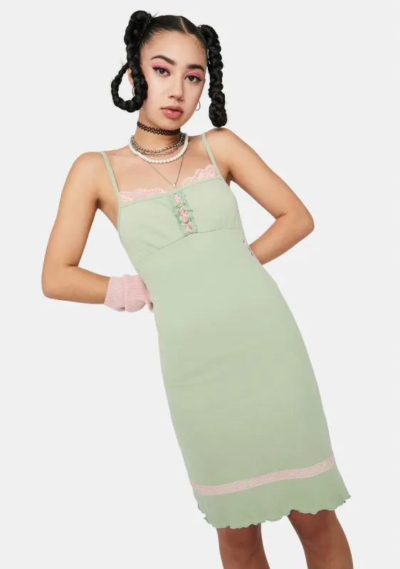 Mint Pom Dress sold by Dolls Kill
