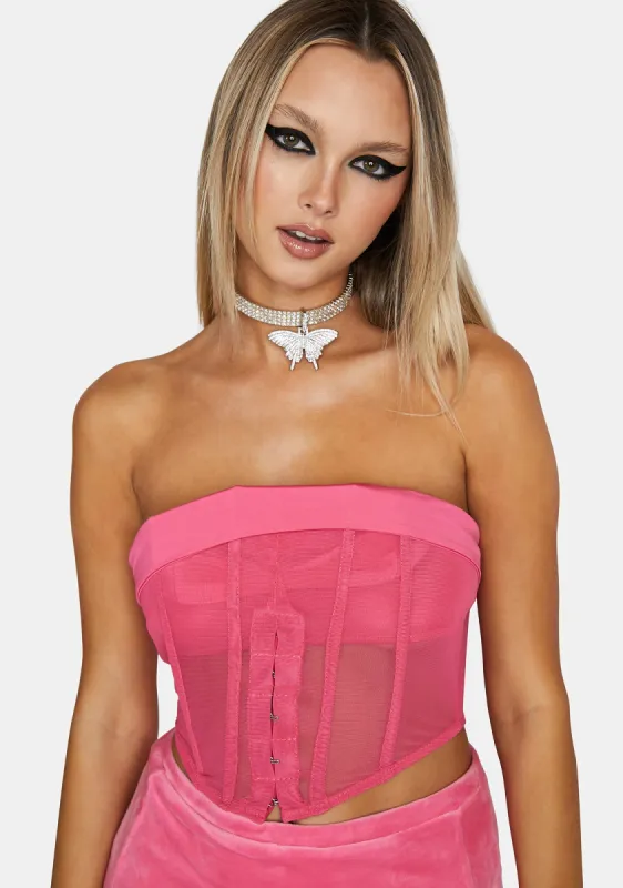 Gimme Attitude Corset Top - Pink sold by Dolls Kill