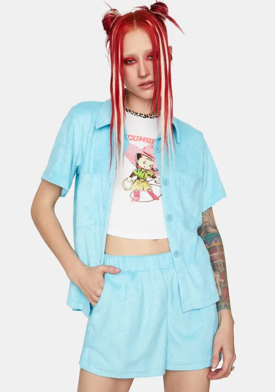 Aqua Feet In The Sand Shorts Set sold by Dolls Kill