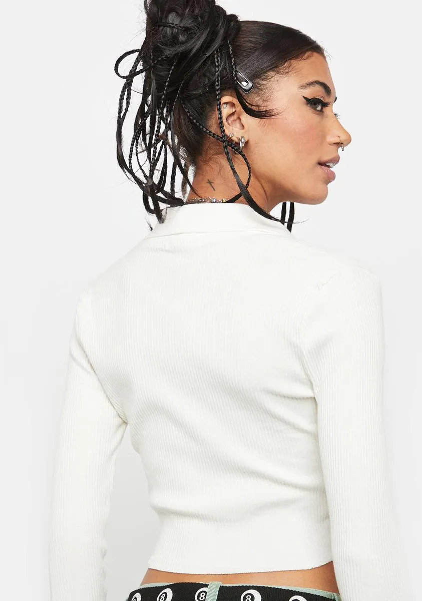 Ecru Mercy Me Long Sleeve Crop Top sold by Dolls Kill product image thumbnail 4