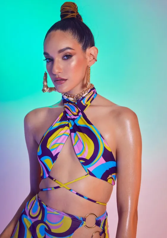 Retro Floral Print Multi Way Bikini Top sold by Dolls Kill