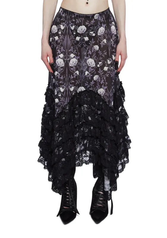 Midnight Bloom Maxi Skirt sold by Dolls Kill