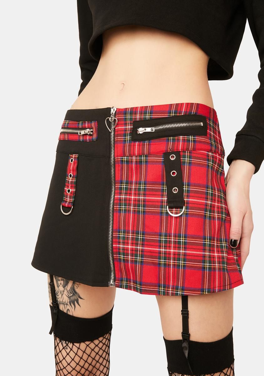 Plaid Skirt With Zipper And Pockets sold by Dolls Kill