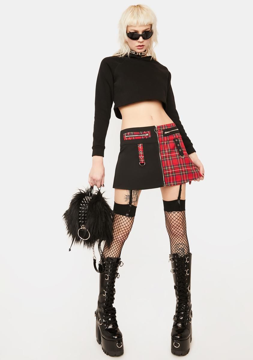 Plaid Skirt With Zipper And Pockets sold by Dolls Kill product image thumbnail 3